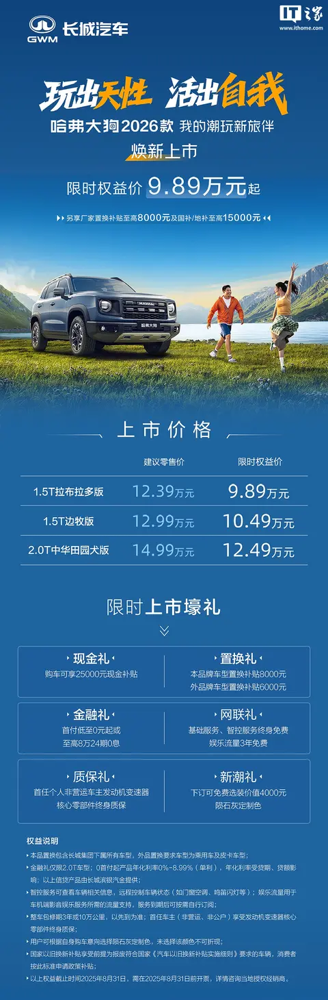 2026款哈弗大狗上市，限时权益价9.89万元起